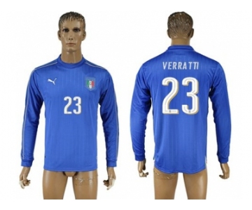 Italy #23 Verratti Blue Home Long Sleeves Soccer Country Jersey