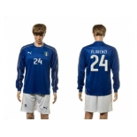 Italy #24 Florenzi Blue Home Long Sleeves Soccer Country Jersey1