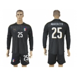 Italy #25 Marchetti Black Long Sleeves Goalkeeper Soccer Country Jersey