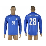 Italy #28 Bonaventura Blue Home Long Sleeves Soccer Country Jersey