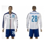 Italy #28 Bonaventura White Away Long Sleeves Soccer Country Jersey