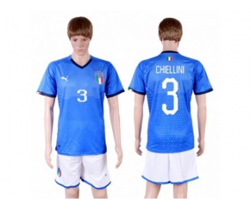 Italy #3 Chiellini Home Soccer Country Jersey