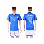 Italy #4 Darmian Home Soccer Country Jersey