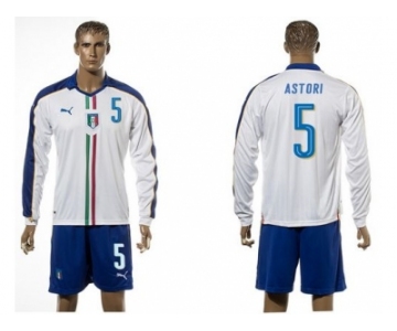 Italy #5 Astori White Away Long Sleeves Soccer Country Jersey