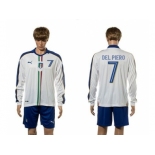 Italy #7 Del Piero White Away Long Sleeves Soccer Country Jersey