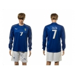 Italy #7 Zaza Blue Home Long Sleeves Soccer Country Jersey1