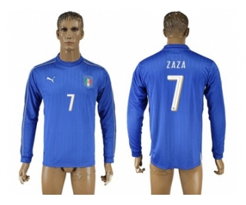 Italy #7 Zaza Blue Home Long Sleeves Soccer Country Jersey