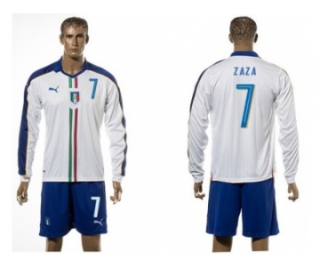 Italy #7 Zaza White Away Long Sleeves Soccer Country Jersey