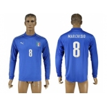 Italy #8 Marchisio Blue Home Long Sleeves Soccer Country Jersey