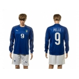 Italy #9 Pelle Blue Home Long Sleeves Soccer Country Jersey1