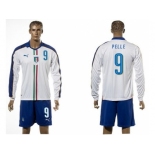 Italy #9 Pelle White Away Long Sleeves Soccer Country Jersey