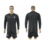 Italy Blank Black Long Sleeves Goalkeeper Soccer Country Jersey