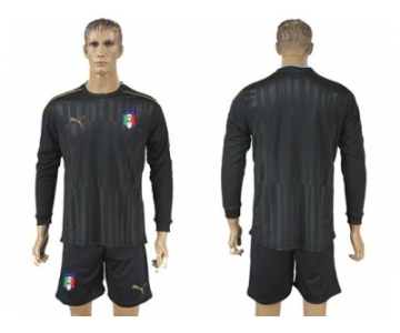 Italy Blank Black Long Sleeves Goalkeeper Soccer Country Jersey