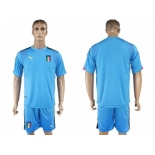 Italy Blank Blue Goalkeeper Soccer Country Jersey