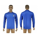 Italy Blank Blue Home Long Sleeves Soccer Country Jersey