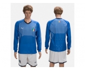 Italy Blank Blue Home Long Sleeves Soccer Country Jersey