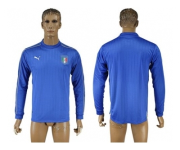 Italy Blank Blue Home Long Sleeves Soccer Country Jersey