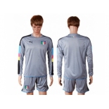 Italy Blank Grey Goalkeeper Long Sleeves Soccer Country Jersey