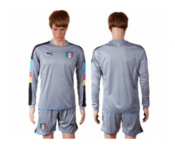 Italy Blank Grey Goalkeeper Long Sleeves Soccer Country Jersey