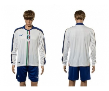 Italy Blank White Away Long Sleeves Soccer Country Jersey