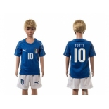 Italy #10 Totti Blue Home Kid Soccer Country Jersey