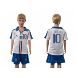 Italy #10 Totti White Away Kid Soccer Country Jersey