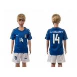 Italy #14 EL Shaarawy Blue Home Kid Soccer Country Jersey