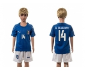 Italy #14 EL Shaarawy Blue Home Kid Soccer Country Jersey