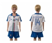 Italy #14 EL Shaarawy White Away Kid Soccer Country Jersey