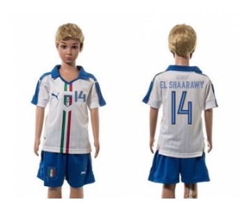 Italy #14 EL Shaarawy White Away Kid Soccer Country Jersey