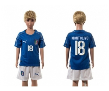 Italy #18 Montolivo Blue Home Kid Soccer Country Jersey