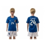 Italy #24 Florenzi Blue Home Kid Soccer Country Jersey