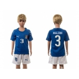 Italy #3 Maldini Blue Home Kid Soccer Country Jersey