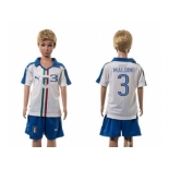 Italy #3 Maldini White Away Kid Soccer Country Jersey