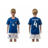 Italy #4 Darmian Blue Home Kid Soccer Country Jersey