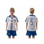 Italy #5 Cannavaro White Away Kid Soccer Country Jersey