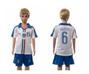 Italy #6 Baresi White Away Kid Soccer Country Jersey