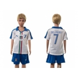 Italy #7 Del Piero White Away Kid Soccer Country Jersey