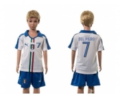 Italy #7 Del Piero White Away Kid Soccer Country Jersey