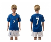 Italy #7 Zaza Blue Home Kid Soccer Country Jersey