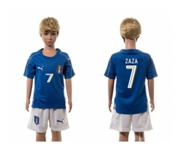 Italy #7 Zaza Blue Home Kid Soccer Country Jersey