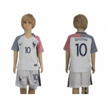 France #10 Benzema Away Kid Soccer Country Jersey