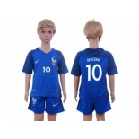 France #10 Benzema Home Kid Soccer Country Jersey