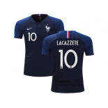 France #10 Lacazzete Home Kid Soccer Country Jersey