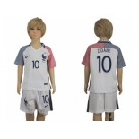 France #10 Zidane Away Kid Soccer Country Jersey