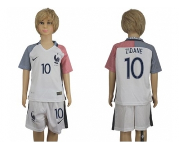 France #10 Zidane Away Kid Soccer Country Jersey