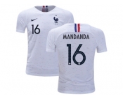 France #16 Mandanda Away Kid Soccer Country Jersey