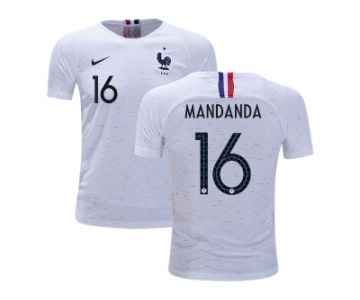 France #16 Mandanda Away Kid Soccer Country Jersey