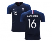 France #16 Mandanda Home Kid Soccer Country Jersey