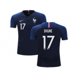 France #17 Digne Home Kid Soccer Country Jersey